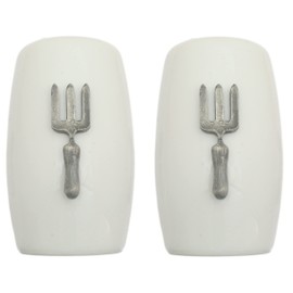 Garden Fork China Salt and Pepper Shakers Cruet Set Modern White CSP 148