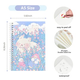 Reusable Sticker Storage Book Collecting Album Blank Stickers Organizer Book A5 Size with 40 Sheets Blank Release Paper for Stickers Holder Collection (BLUE-2)