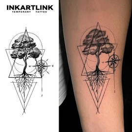 INKARTLINK Tattoo Tech, 2 Sheets Semi-Permanent Temporary Tattoos ,Atlas,Adult Art Design,Lasts 1-2 Weeks, Waterproof, Realistic Look, No Adhesive, No Reflection,For Man And Woman,Ideal for Swimming, Party