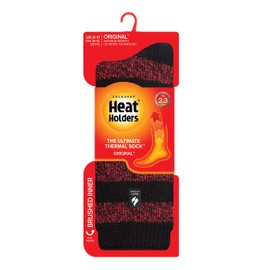 HEAT HOLDERS - Men's Winter Extra Warm Thermal Socks for Gift | Inner Fleece Socks, Black / Red (Palermo)