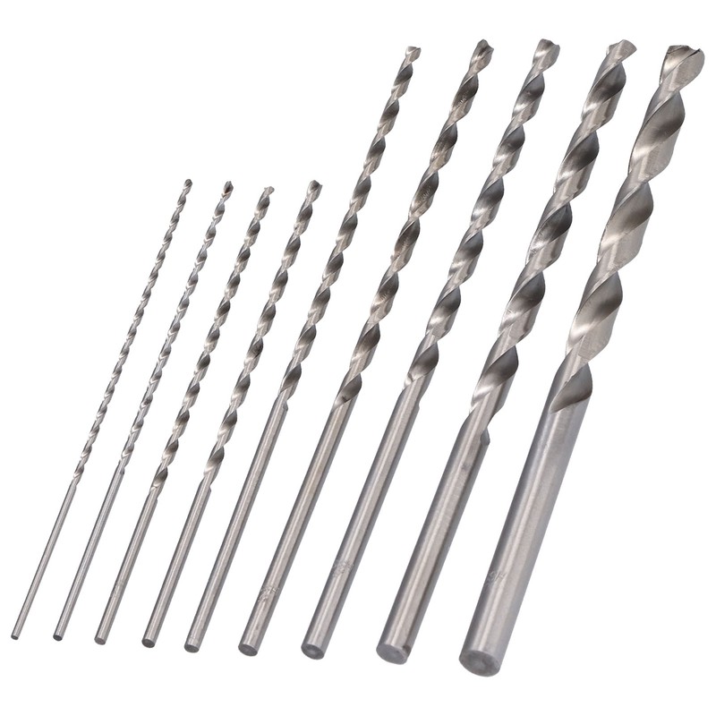 9Pcs Twist Drill Bit Extra Long High Speed Steel Drilling