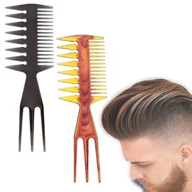 Wide Comb, Set of 2 Double Sided Wide Coarse Tooth Comb, Men's Set, Antistatic Retro Wide Tooth Comb Hair Comb Styling Hair Combs