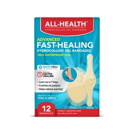 All Health Advanced Fast Healing Hydrocolloid Gel Bandages, Assorted Sizes, 12 ct | Promotes Faster Healing for First Aid Blisters or Wound Care