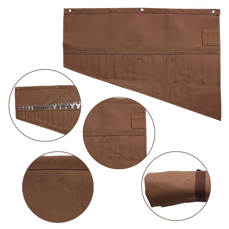 GiantGo Heavy Duty Waxed Canvas Tool Roll Bag with 16