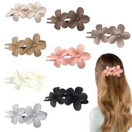 Xanthelle Haarklammer Damen, Elegante Frosted Blumen Haarspangen mit Entenschnabel Design, Flache Haarclips für Frauen, Haarspange Hair Clip Alltag Deko