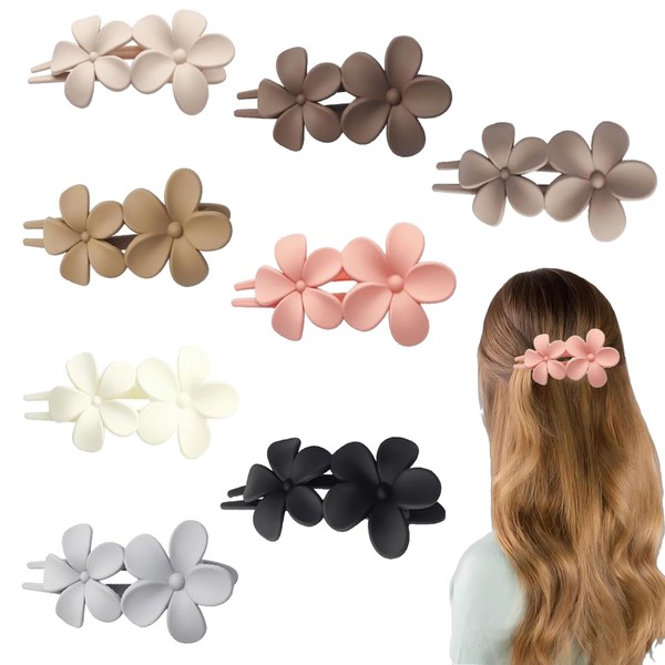 Xanthelle Haarklammer Damen, Elegante Frosted Blumen Haarspangen mit Entenschnabel Design,