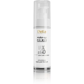 Delia Cosmetics - Matt & Fixing Effect Make Up Primer - Skin Care - Defined White Fix and Go Base - with Hyaluronic Acid - Minimizes Pores, Moisturizes - 30ml