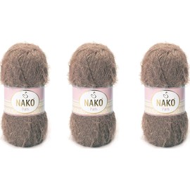 NAKO Paris, Knitting Yarn, Crochet Yarn, Acrylic Shawl Winter Hat Scarf Yarn - 3 Skein(Ball) 40% Premium Acrylic - 60% Polyamide Each Skein/Ball 100 gr 268 yds - 3890-taupe