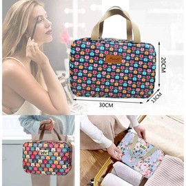 Kulturbeutel Damen Kulturbeutel Große Damen Kulturbeutel Tragbare Damenkosmetiktasche Reise-Make-up-Tasche wasserdichte tragbare Kosmetiktasche (Kleine Blumen Blue)