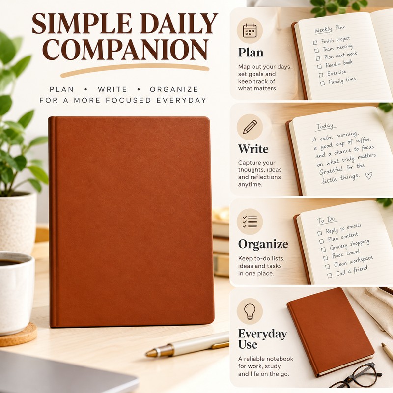 A5 Grid Notebook with 264 Pages – 80GSM Checkered Paper