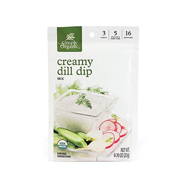 Simply Organic Creamy Dill Dip, Certified Organic, Gluten-Free | 0.7 oz | Pack of 3