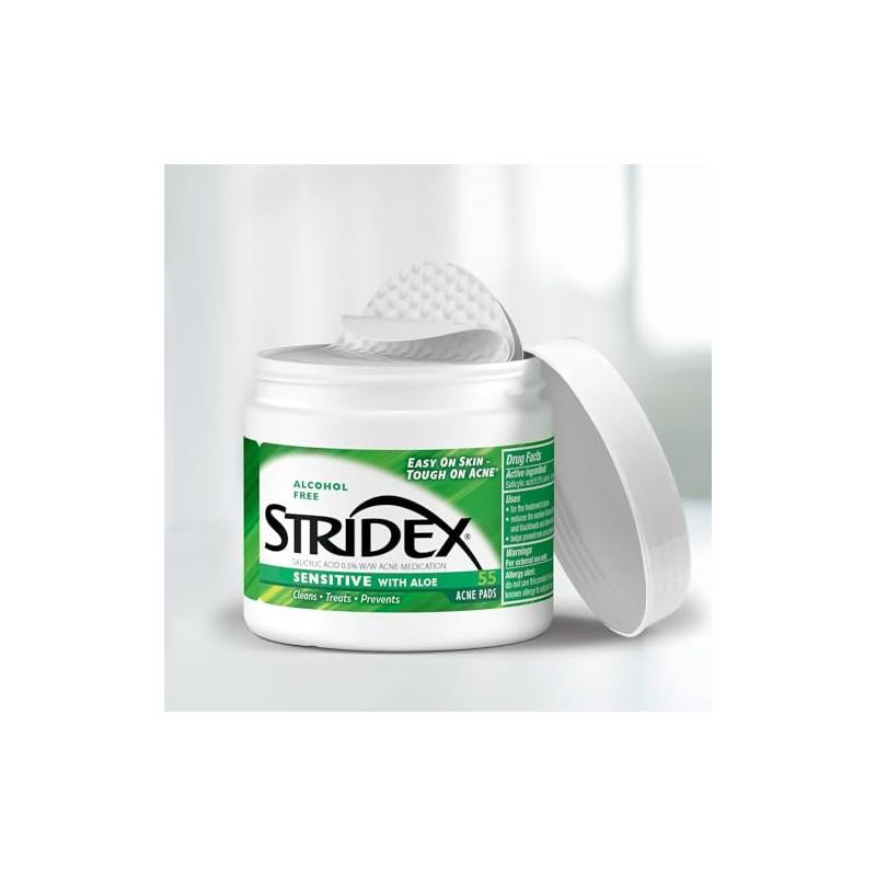 Stridex Acne Pads Sensitive With Aloe 55 Count Alcohol-Free