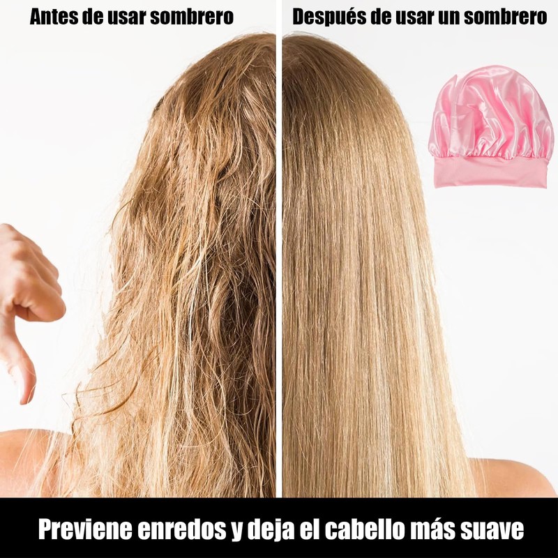Gorro de Seda para Dormir 4 Paquetes, Gorra de Baño