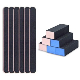 CGBE Lima de uñas,Nail Files and Buffer Manicure Tools Kit Rectangular Nail Buffer Block 100/180 Grit Nail File Nail Care File Buffer Tool 12Pcs，Adecuado para técnicos de uñas.
