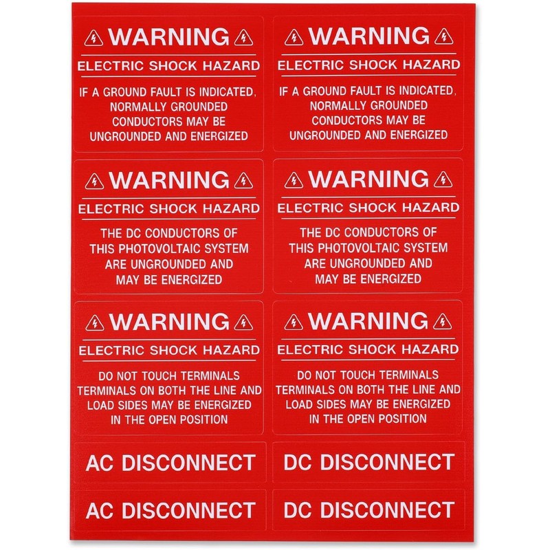 62-Pack Solar PV System Label Kit - Code 2020/2023 Compliant