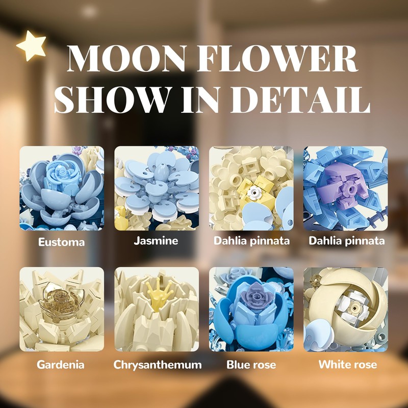 Nayihoop Moon Flower Building Set Botanical Collection Blossom for Wall