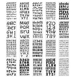 Lnngub 20 Piece Letter Stencil Set, 19 Styles Fonts Letter Stencils and 1 Number Stencil White Plastic Letter Stencil Small Reusable Letters Painting Stencils