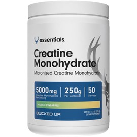 Bucked Up Bucked Up Mango Pineapple Creatine for Women and Men - Easy to Mix Vegetarian - Flavored Creatine Monohydrate Powder - Made in USA - 5G Per Serving - 50 Servings - 250 Grams Per Container