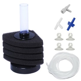AQUANEAT Aquarium Corner Sponge Filter, for Breeding Shrimp Nano Fish Tanks with Airline Tubing, Valves and Suction Cups, up to 10Gal