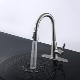 Kitchen Faucet, Splash Proof, Kitchen Sink Faucet, Sink Faucet, Nanometer Water Mode, Faucet, Kitchen Faucet Pull Down, Faucet with Sprayer, Bar Faucet, Stainless Steel, Brushed Nickel, PAKING PB1028