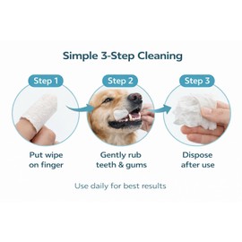 Pet Guru Disposable Dental Cleaning Finger Wipes for Dogs & Puppies Plaque and Tartar Remover with Tea Polyphenols Wipes, 20 Pack (100)