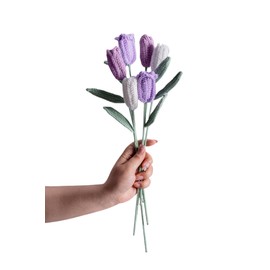 vaiyiyav 6PCS Finished Handmade Crochet Tulips, Crochet Flowers, Crochet Bouquets, Perfect for Holiday (Tulip03)