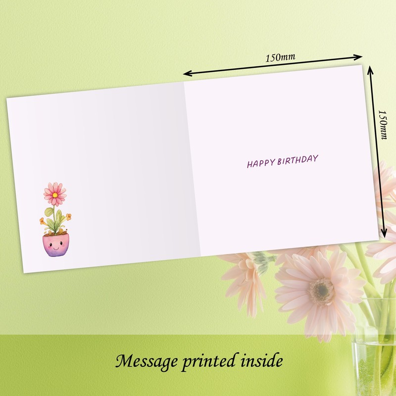 Birthday Card. Pots of Love Design. Card with Kraft Envelope.