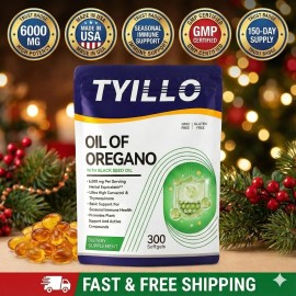 Tyillo Oil of Oregano 6000mg + Black Seed Oil Extract 300 Softgels High Potency Immune