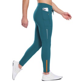 baleaf Mens Leggings Active Yoga Thermal Running Tights Winter Compression Leggings with Pockets Cold Weather Gear Blue M