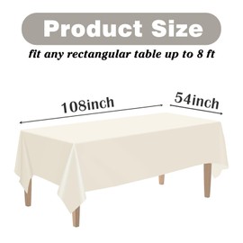 Kopokita 12PCS Ivory Plastic Tablecloths 54 x 108 Inch, Disposable Table Cloths Rectangle Party Table Covers