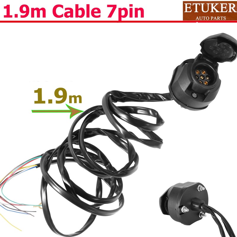 ETUKER 7-Pin Pre-Wired Towing Hitch Socket, Trailer Socket with 1.9