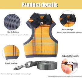 Cat Harness, Dog Harness and Leash Set, Bunny Rabbit Ferret Harness with Adjustable Buckle Comfort for Pet Kitten Small Animals Harnesses