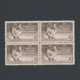 Brahma Chicken (Rooster) - Vintage Mint Set of 4 Stamps 76 Years Old!