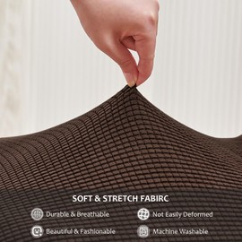 NICEEC Universal Brown Arm Chair Covers for Dining Chairs Stretchy Chair Covers Armchair Easy Fit Chair Cover Set of 1 with Zipper Soft Washable Chair Protector for Kitchen Wedding Party Living Room