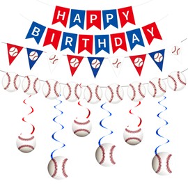 Red and Blue Baseball Themed Party Decorations Banner