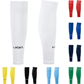 LION SPORTSWEAR Kids/Youth Football Sock Sleeves To Accompany Grip Socks - Fits Over Calf/Shin Pads - Variety Of Colors To Match Your Team Kit (White)