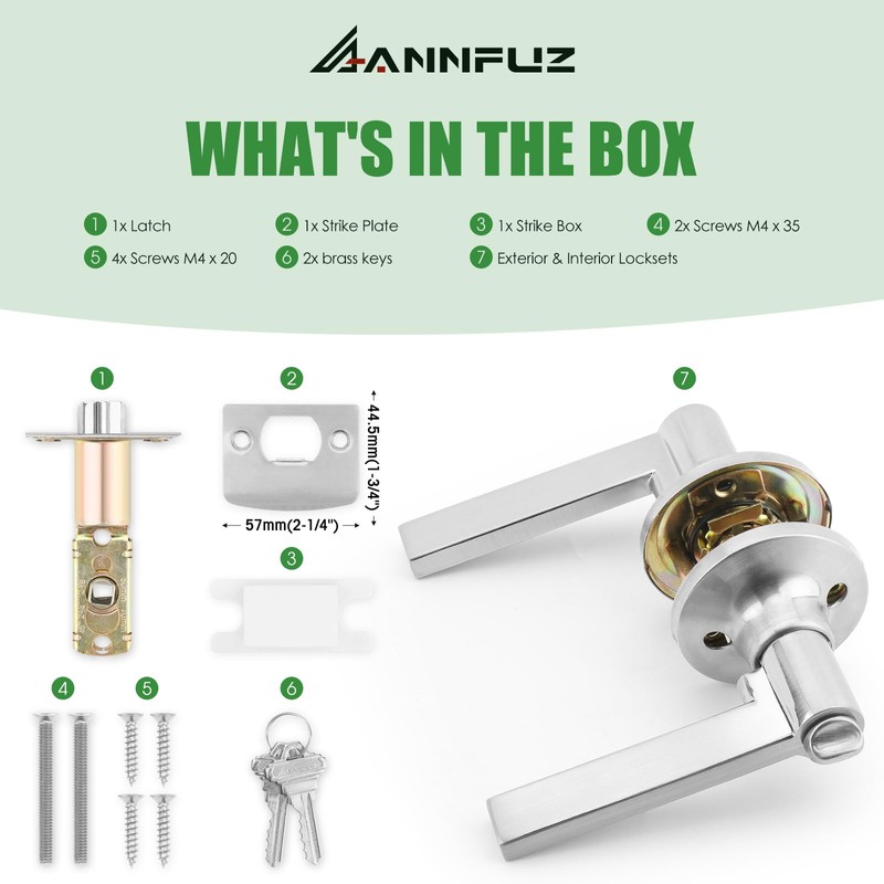 ANNFUZ 3Pack [Keyed Alike] Entrance Door Levers,Exterior Interior Keyed Door