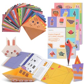 Origami Paper for Kids Ages 5-8,8-12, Double Sided Origami Kit 90 Patterns, Easy Fold Beginner Set with Guide Book, Summer Indoor & Classroom Crafts /DIY Birthday Holiday Gifts for Boys Girls