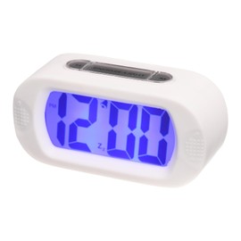 uxcell Electronic Alarm Clock with LCD Screen, White Digital Alarm Clocks for Bedrooms, Snooze, 12H, Battery Operated for Bedrooms Heavy Sleepers Travel Office