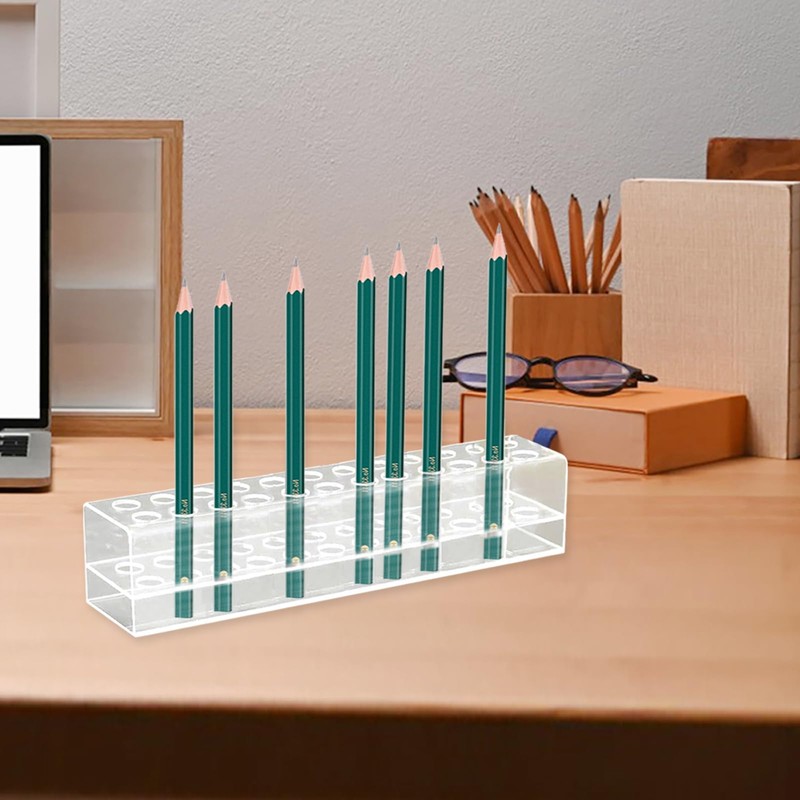 HESHUYU Acrylic Pen Display Holder 24-Slots 12mm Pen Display Stand