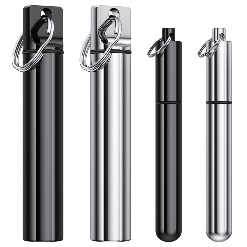 TecQach 4 Pieces Metal Portable Toothpick Holder, aluminum alloy Pocket