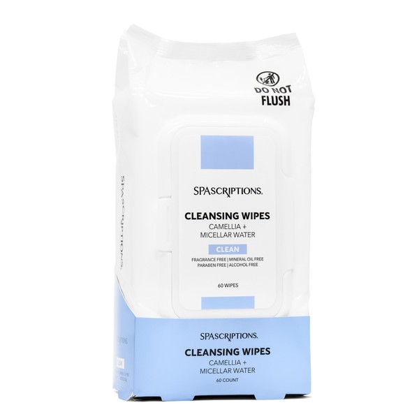 SPASCRIPTIONS Camellia + Micellar Water Makeup Cleansing Towelettes, 60 Ct.