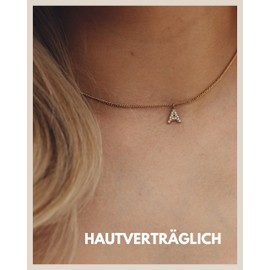 Gold Letter Chain for Women I 18K Gold-Plated Necklace with Zirconia Initials I Golden, Stainless Steel Letter Chain, Stainless Steel