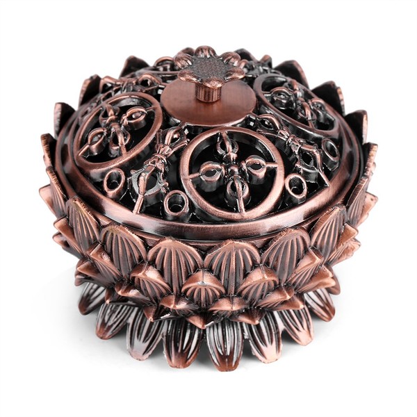 Incense Burner Vintage Lotus Incense Furnace Aroma Stand Figurine Alloy