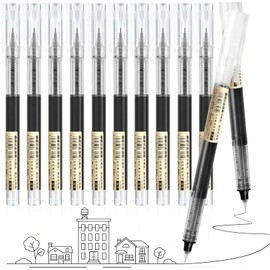 pularrris Pack of 12 Gel Pens Gel Pens 0.5mm Black Gel Ink Pens - Ultra Fast Drying - Waterproof Gel Pen for Writing, Drawing and Sketching, Black Pens for Students