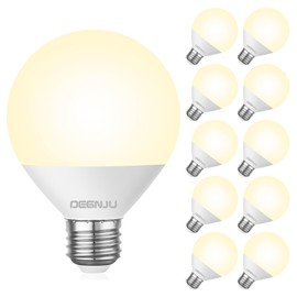 DEGNJU DEGNJU LED Vanity Light Bulbs, 60W Equivalent, Bathroom Light Bulbs 3000K Warm White, 800 Lumens, G25 Globe Bulb for Makeup Mirror, Round Shape, 7W, 120V, Non-Dimmable, 10 Pack