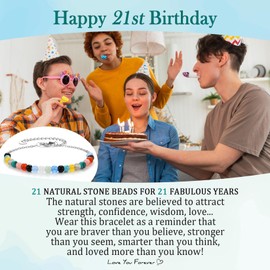 EPIRORA 21st Birthday Gifts for Her, Tiny Natural Colorful Stones Adjustable Bracelets Gifts for Girls Women, Happy 21st Birthday Decorations, Trendy Stuff Womens Jewelry Gift Ideas