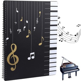 Yharnamite Music File Binder - A4 Score Folder, Waterproof Writable 50 Pages Spiral Bound Sheet Holder, Storage Folder for Music Stand (A)