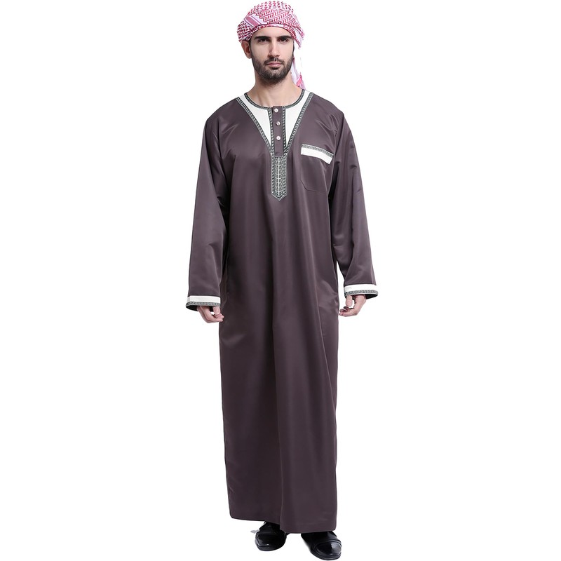 Musuly Men's Kaftan - Traditional Thobe Abaya Djellaba, dark brown