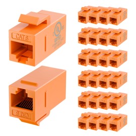 LEENUE RJ45 CAT6 Keystone Coupler UL-Listed 25-Pack, Cat6 Keystone Jacks Female to Female, RJ45 Ethernet Coupler for Wall Plate & Patch Panel, Orange